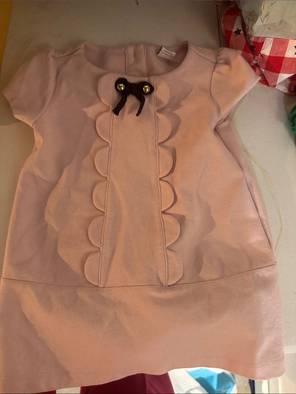 Janie and Jack Light Pink Scalloped Front Dress with Bow